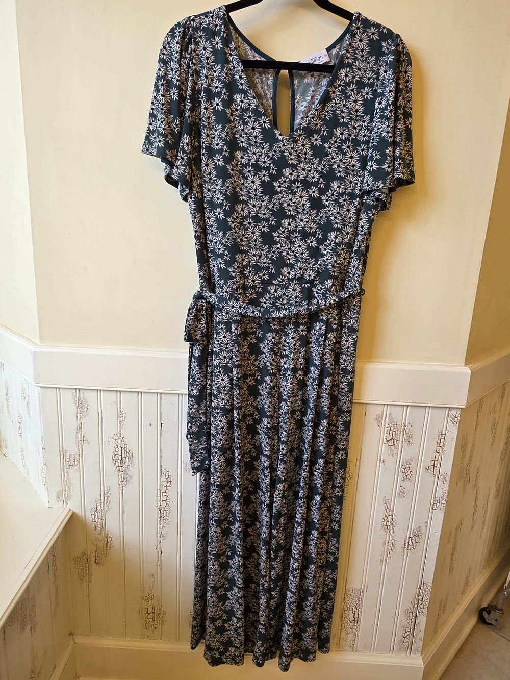 Kaileigh Jumpsuit In Green with White Floral Print